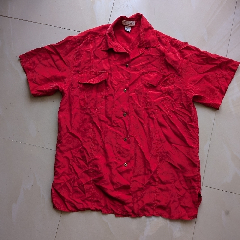 EXPRESS Compagnie Internationale Shirt Sleeve button-down Shirt 100% Silk M - Picture 6 of 14
